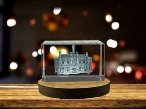 Chicago Water Tower 3D Engraved Crystal Trophy Award Recognition with LED Base - Custom Sizes