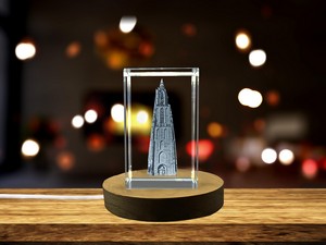 Tower of Our Lady 3D Engraved Crystal Keepsake Award with LED Base – Recognition of Faith and