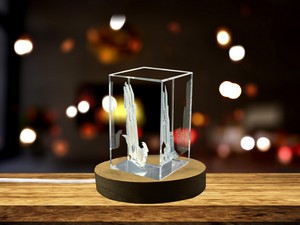 Saint-Aubin Tower 3D Engraved Crystal Trophy Award - Recognition Architectural Masterpiece with LED - Image 5