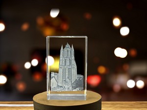 Saint-Aubin Tower 3D Engraved Crystal Trophy Award - Recognition Architectural Masterpiece with LED - Image 6