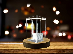 Ghent Belfry 3D Engraved Crystal Trophy Award - Stunning Architectural Keepsake with LED Base for - Image 5