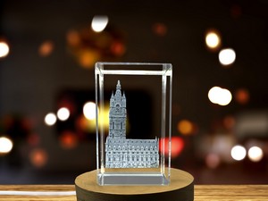 Ghent Belfry 3D Engraved Crystal Trophy Award - Stunning Architectural Keepsake with LED Base for - Image 6