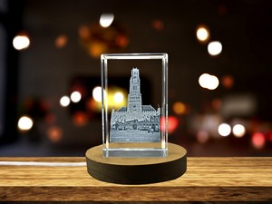 Bruges Belfry 3D Engraved Crystal Trophy Award Recognition - Stunning Flemish Architecture Gift