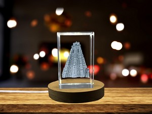 Cambrai Belfry 3D Engraved Crystal Trophy Award with LED Base - Recognition of Architectural