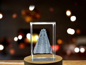 Cambrai Belfry 3D Engraved Crystal Trophy Award with LED Base - Recognition of Architectural - Image 6