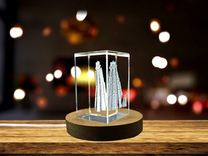 Cambrai Belfry 3D Engraved Crystal Trophy Award with LED Base - Recognition of Architectural - Image 5