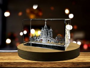 St. Basil's Cathedral 3D Engraved Crystal Keepsake Souvenir With LED Base Recognition - Image 2