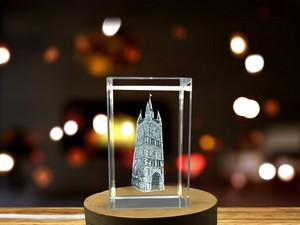 Kortrijk Belfry 3D Engraved Crystal Trophy Award - Architectural Recognition Keepsake with LED Base - Image 6