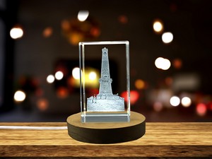 Husain Abad Clock Tower 3D Engraved Crystal Trophy Award Recognition - Exquisite Pakistani Landmark