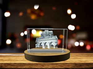 Fontebranda Crystal Award With Free LED Base Light - Medieval Siena Fountain Recognition