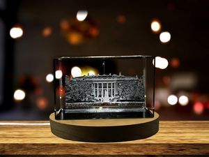 The White House 3D Engraved Crystal Keepsake Souvenir