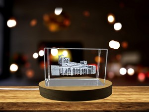 San Vicente Basilica 3D Engraved Crystal Trophy Award with LED Base - Recognition Gift for Special