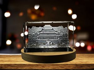 Forbidden City 3D Engraved Crystal Trophy Award Recognition with LED Base Light