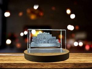 Swan House 3D Engraved Crystal Trophy Award - Luxury Architectural Keepsake of Recognition
