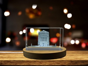 Indiana War Memorial 3D Engraved Crystal Trophy Award with LED Base & Keepsake Box Recognition