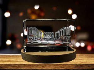 Lincoln Center 3D Engraved Crystal Trophy Award Souvenir with LED Base Light - Recognition Keepsake