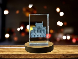 Spanish Synagogue 3D Engraved Crystal Trophy Award - Unique Architectural Keepsake Recognition