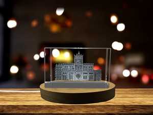 Saint Mark's Clock Tower 3D Engraved Crystal Trophy Award with Recognition & Free LED Base Light