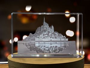 Le Mont-Saint-Michel 3D Engraved Crystal Trophy Award Souvenir With Free LED Base Recognition - Image 7
