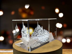 Le Mont-Saint-Michel 3D Engraved Crystal Trophy Award Souvenir With Free LED Base Recognition - Image 6