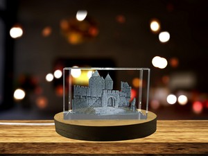 Narbonne Gate 3D Engraved Crystal Trophy Award - Luxurious Medieval Architecture Sculpture