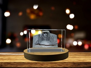 Dolmen Des Fades 3D Engraved Crystal Trophy Recognition - LED Base, Elegant Prehistoric Art