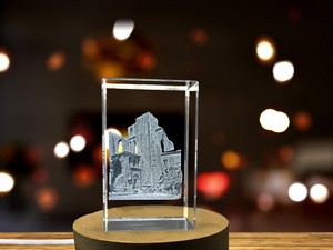 Villelongue Abbey Recognition Trophy Award - 3D Engraved Crystal Sculpture with LED Base - Image 6