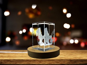 Villelongue Abbey Recognition Trophy Award - 3D Engraved Crystal Sculpture with LED Base - Image 5