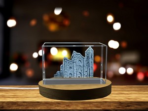 Santa Maria Del Fiore Cathedral 3D Engraved Crystal Trophy Award - Luxurious Keepsake Recognition