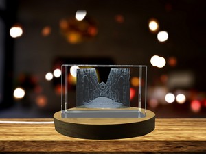 San Galgano Abbey 3D Engraved Crystal Art Trophy Award With LED Base - Handmade Recognition Keepsake
