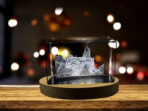 Bran Castle 3D Engraved Crystal Trophy Award - Illuminated Dracula Fortress Recognition Keepsake