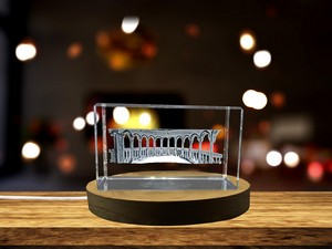 Palace Contarini Del Bovolo 3D Engraved Crystal Trophy Award with LED Base Light for Recognition