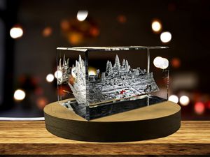 Angkor Wat 3D Engraved Crystal Keepsake Award - Recognition Piece of Cambodia's Iconic Temple