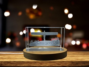 Angel of the North 3D Engraved Crystal Gift - British Sculpture