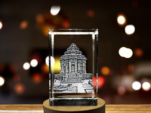 Konark Sun Tower 3D Engraved Crystal Trophy Award Recognition with LED Base Light - Image 7