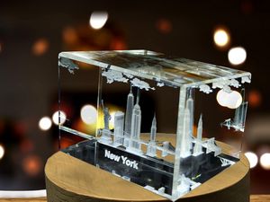 New York City Landmarks 3D Engraved Crystal Trophy Award With Recognition - Illuminated Souvenir - Image 6