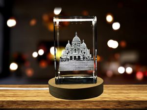 Sacred Heart Recognition 3D Engraved Crystal Trophy Award Keepsake with LED Base Light