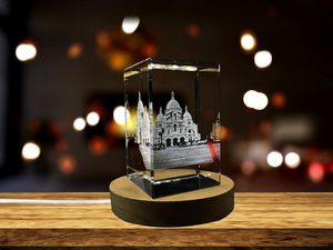 Sacred Heart Recognition 3D Engraved Crystal Trophy Award Keepsake with LED Base Light - Image 2