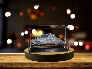 Potala Palace 3D Engraved Crystal Trophy Keepsake Award with LED Base Light - Recognition