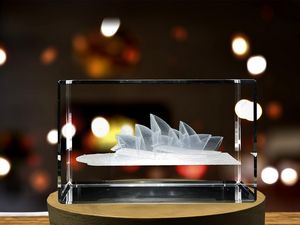 Sydney Opera House 3D Engraved Crystal Trophy Award Recognition - Unique Collectible with LED Base - Image 6