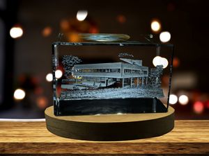 Villa Savoye 3D Engraved Crystal Trophy Award - Recognition of Modernist Architecture Collectible