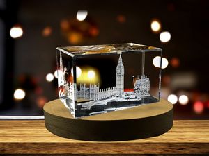 House of Parliament and Elizabeth Tower 3D Engraved Crystal Collectible Souvenir - Image 2