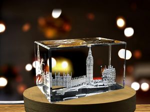 House of Parliament and Elizabeth Tower 3D Engraved Crystal Collectible Souvenir - Image 5