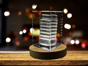 Leaning Tower of Pisa 3D Engraved Crystal Trophy Award with LED Base Light - Unique Recognition - Image 2