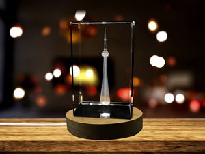 CN Tower 3D Engraved Crystal Trophy Award - Premium Recognition Collectible Souvenir from Canada