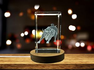 Wall Street Bull | 3d Engraved Crystal Keepsake | Gift/Decor| Collectible | Souvenir