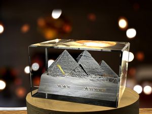 Great Pyramid of Giza Trophy Award Recognition - 3D Crystal Keepsake Souvenir with LED Base - Image 6