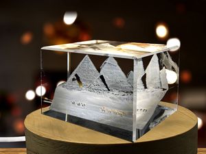 Great Pyramid of Giza Trophy Award Recognition - 3D Crystal Keepsake Souvenir with LED Base - Image 7