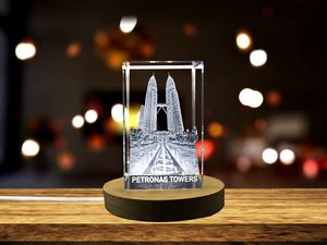 Soaring Elegance - Petronas Towers Immortalized in 3D Engraved Crystal