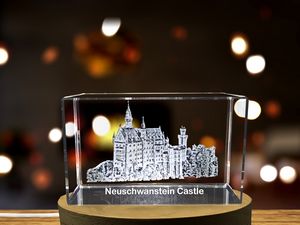 Fairytale Splendor - Neuschwanstein Castle Immortalized in 3D Engraved Crystal - Image 6